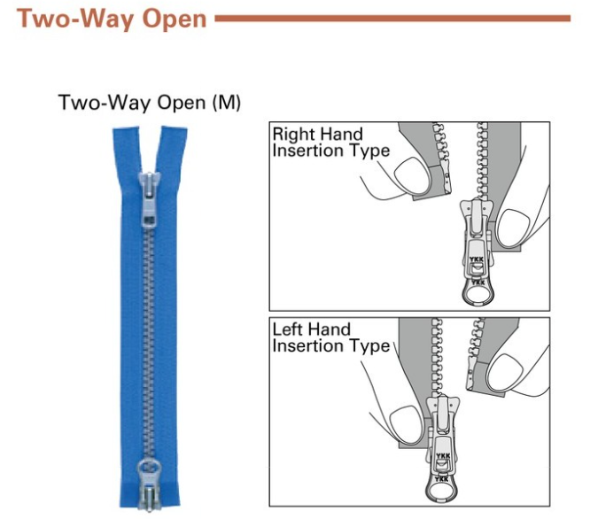 Two Way Open Ended Zipper Zipper Double Slider Two-Way Zips Open